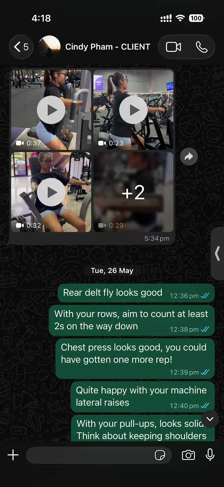 Cindy's client check-in with Richard