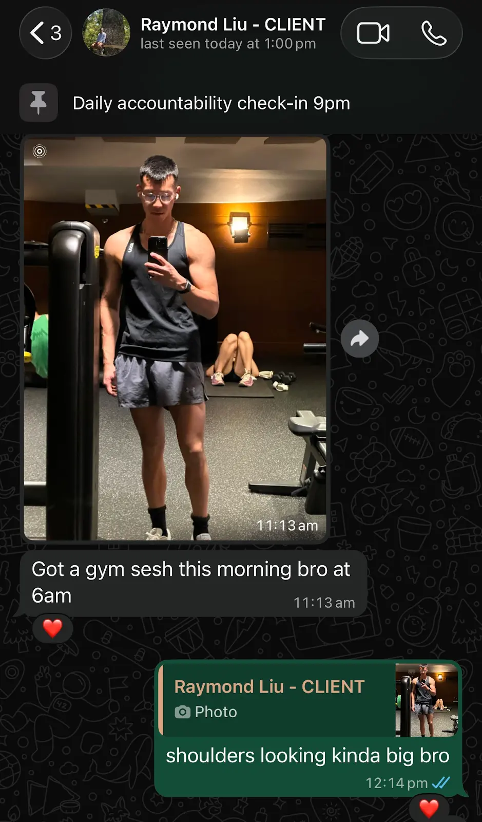 Raymond's client check-in with Richard