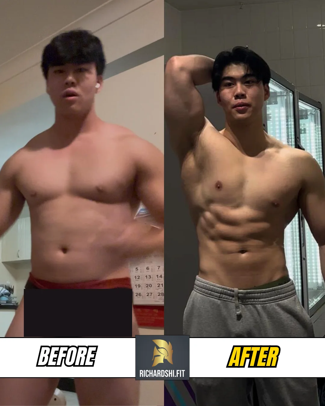 Gavin's before-and-after transformation · Front