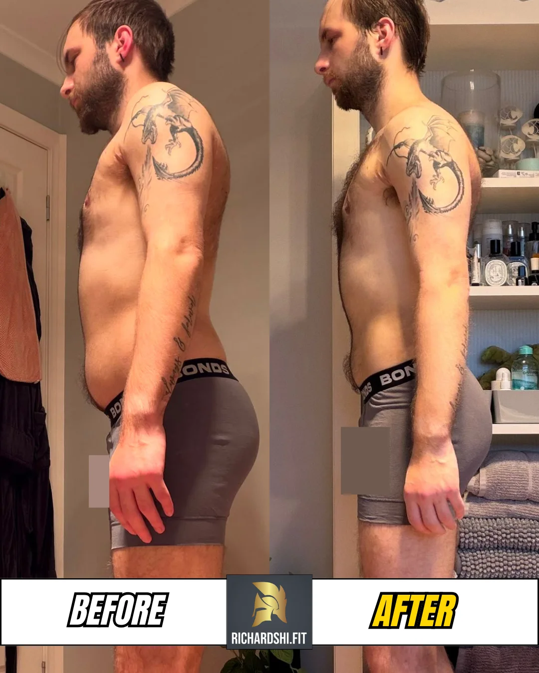 Marc's before-and-after transformation · Side