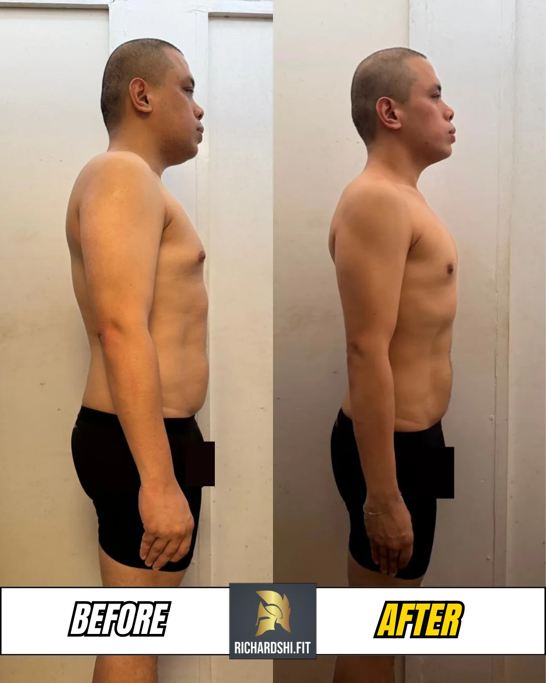 Matt's before-and-after transformation · Side